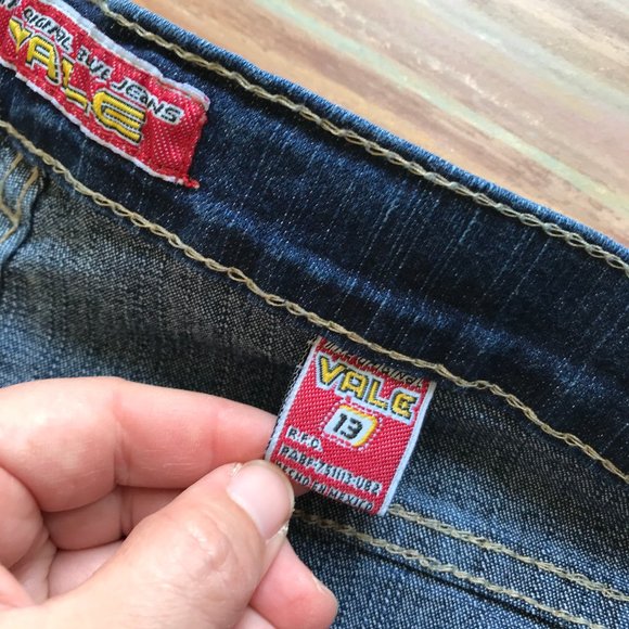 Vale Original Blue Jeans Vintage Y2K Embroidered Flare Leg Mid-Rise 32" Waist - Picture 8 of 10